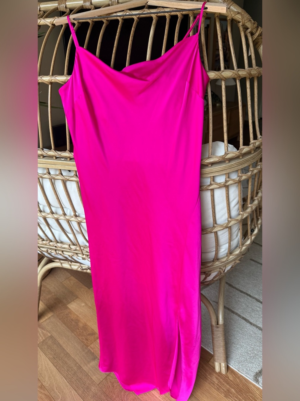 Express - Bright Fuchsia Slip Dress - Cowl Neck